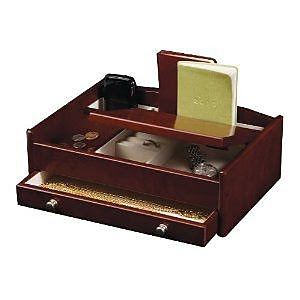 Mele & Co. Davin Men's Dresser Top Valet in Dark Burlwood Walnut (MELE298)