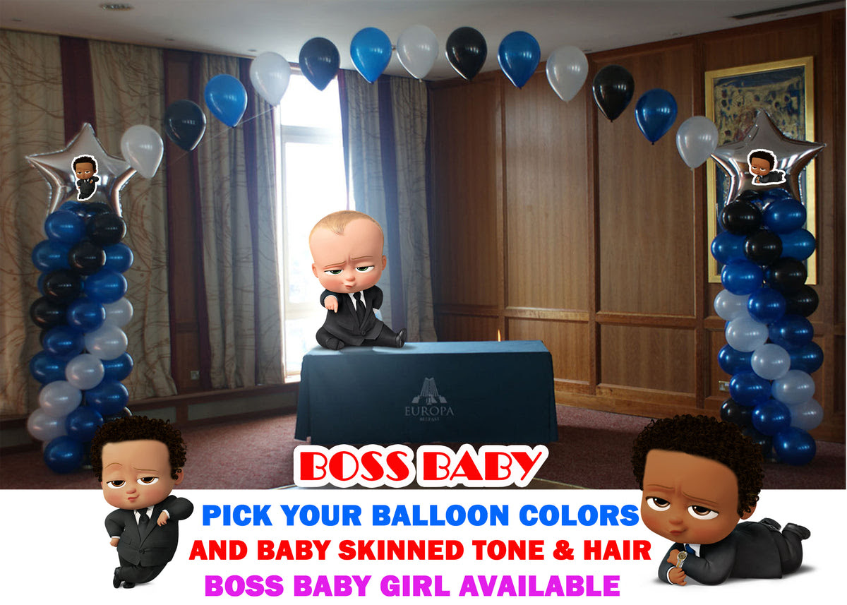 Boss Baby Shower Balloon Columns and Arch, Cake Table, Gift Table, DIY – Balloonsforeverythingonline