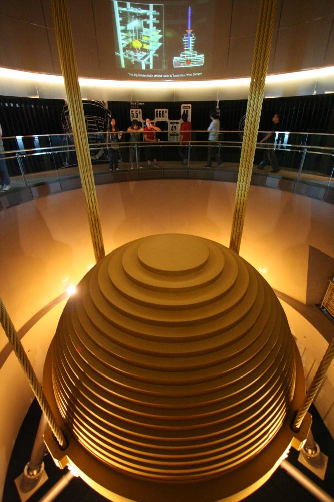 This sphere is mounted inside the taipei 101 scyscraper to ...