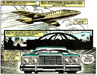 Hey, that plane's not flying to LA...it's going LEFT to RIGHT, universal shorthand for flying east! ASM #304 panel