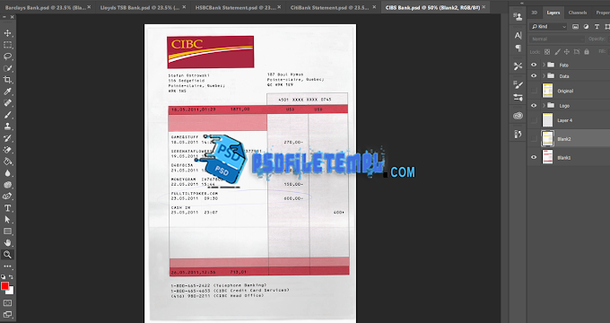 CIBC Statement UK Bank psd Template 