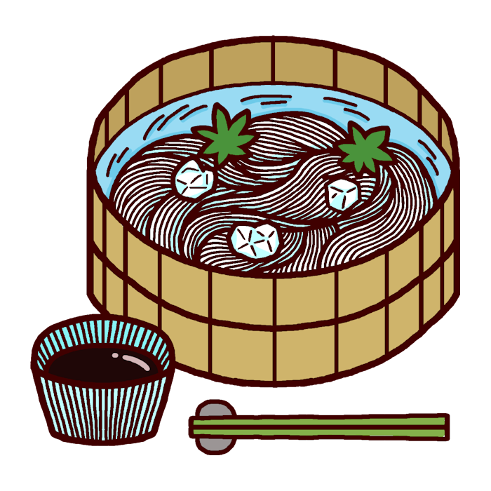 そうめん 素麺 カラー 釣りの無料イラスト 夏の季節素材
