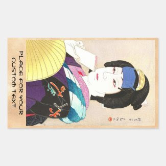 Natori Shunsen New Kabuki Portraits - Yaegiri Rectangle Stickers