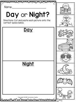  day and night worksheets for kids worksheet
