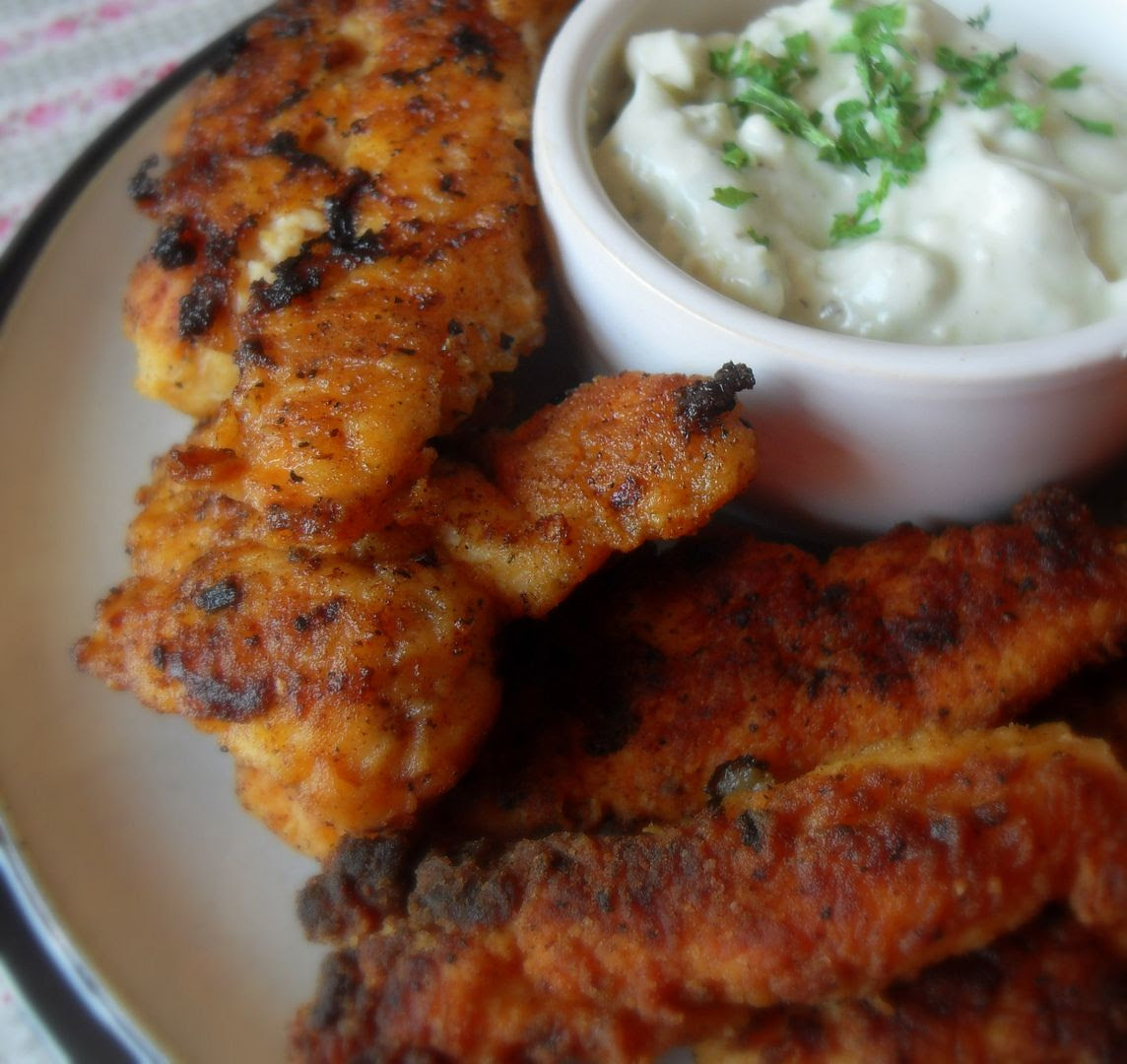 Fiery Chicken Tenders with Blue Cheese Dip