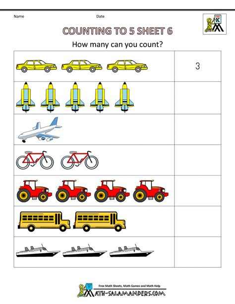 Students can easily count up to 5 with our math worksheets using our counting by fives printables. preschool counting worksheets counting to 5