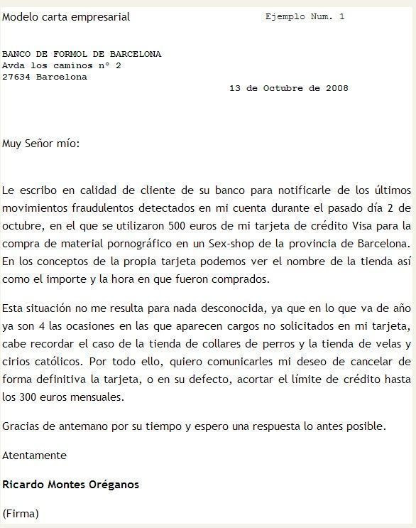 Modelo de carta empresarial