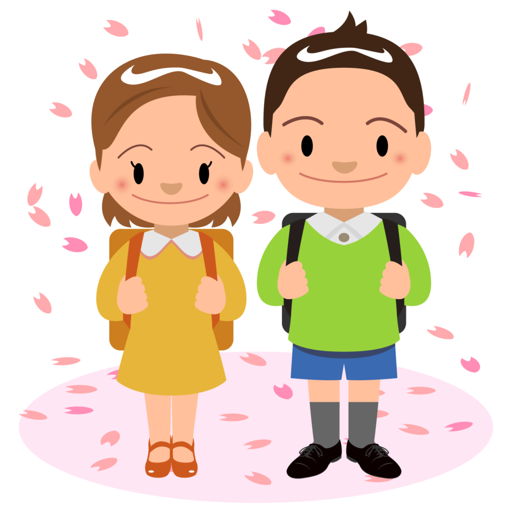 商用フリー 無料イラスト 4月 入学式 家族 小学生男女 桜 Nyugaku010 商用ok フリー素材集 ナイスなイラスト