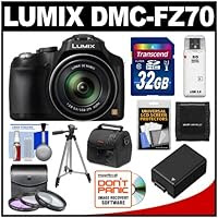 Panasonic Lumix DMC-FZ70 Digital Camera with 32GB Card + Battery + Case + 3 UV/FLD/CPL Filters + Tripod + Accessory Kit