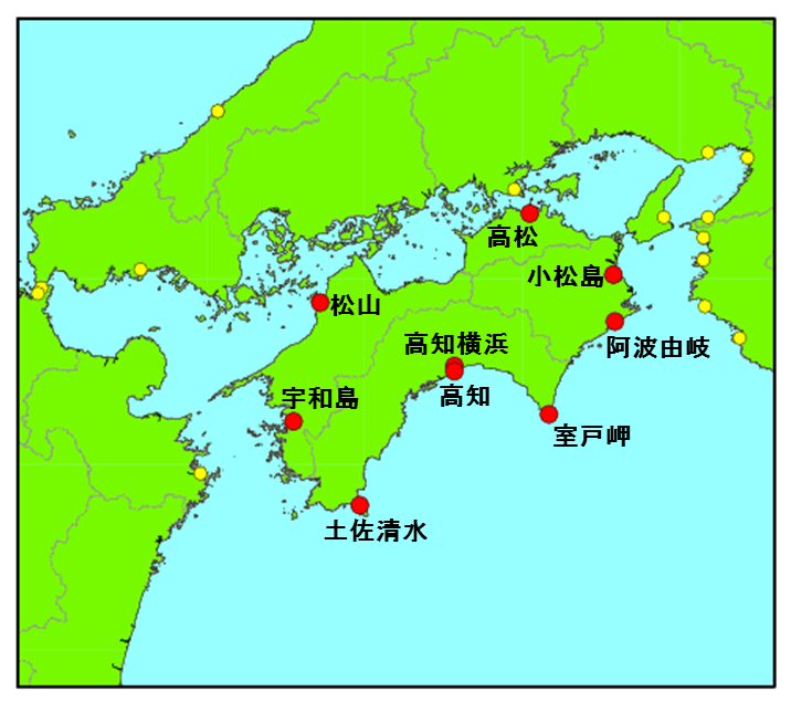 気象庁 潮汐 海面水位のデータ 歴史的潮位資料 近年の潮位資料 四国地方