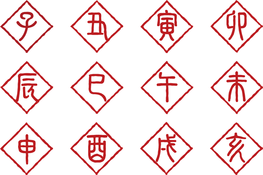 フリーイラスト 干支の漢字の印影のセットでアハ体験 Gahag 著作権フリー写真 イラスト素材集