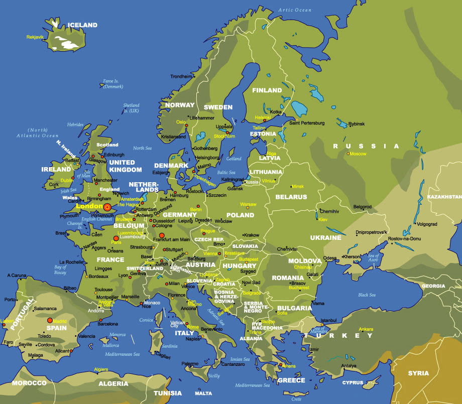 airports in europe map Map Of Europe Johomaps airports in europe map