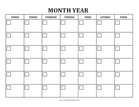  free monthly calendar template printable printable templates