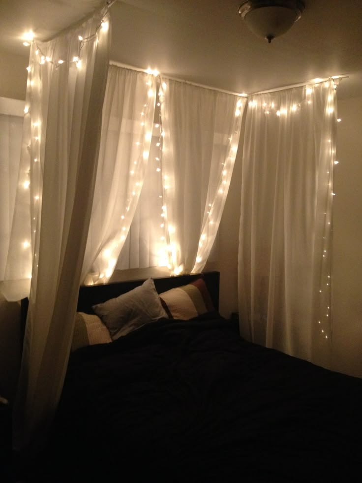 DIY bed canopy under $50! Joann's 84" home sheer fabric, painted ...