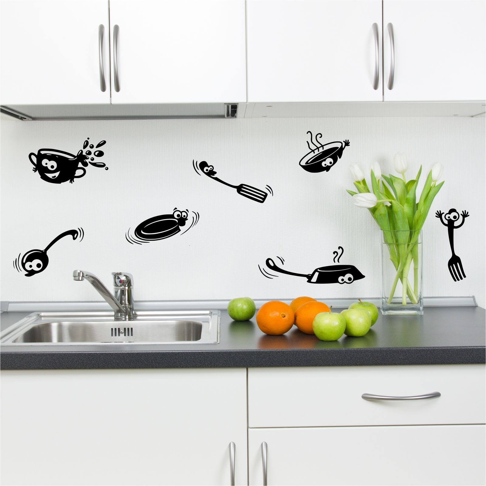 Kitchen Cupboard Cartoon Stickers Vinyl Wall Art Decal Transfer