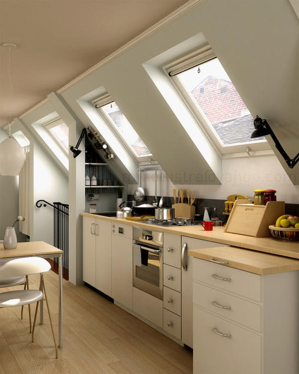 interior design attic kitchen