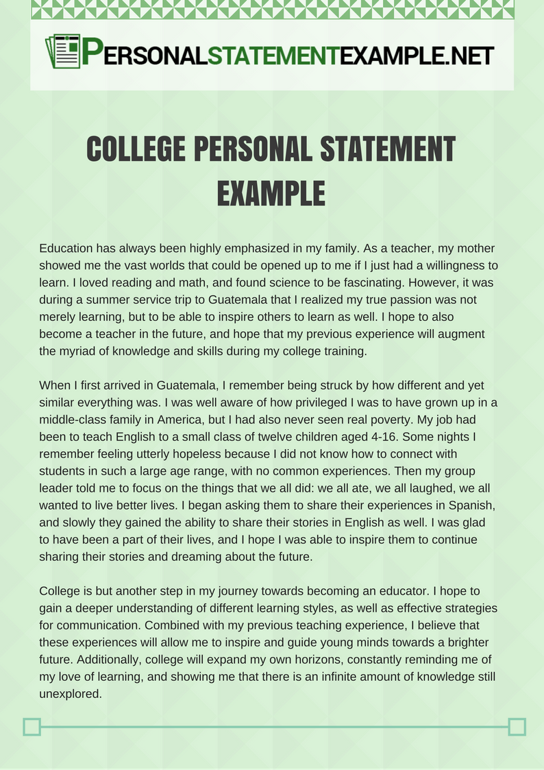 personal statement for college sample