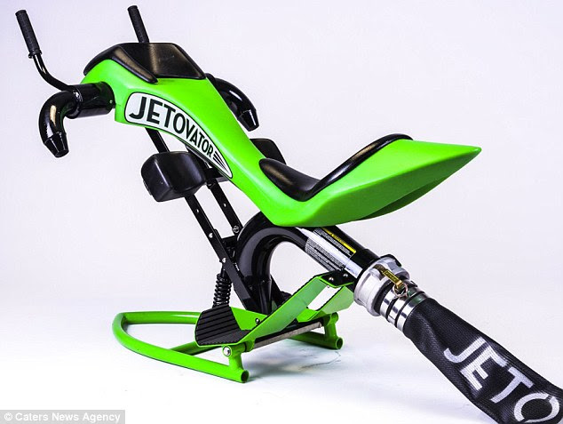 Mr Innes says it is as easy as riding a bike, but the gadget gives you the 'aerial capabilities of a fighter aircraft'