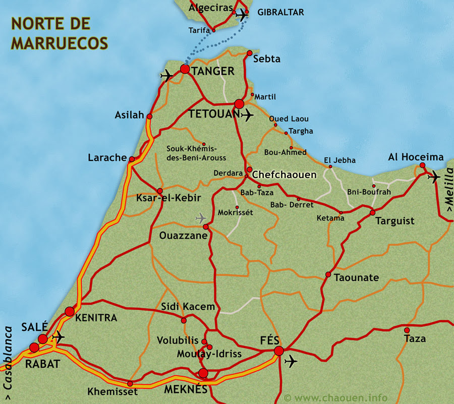 Karten von Chefchaouen und Norten von Marokko - Casa Linda