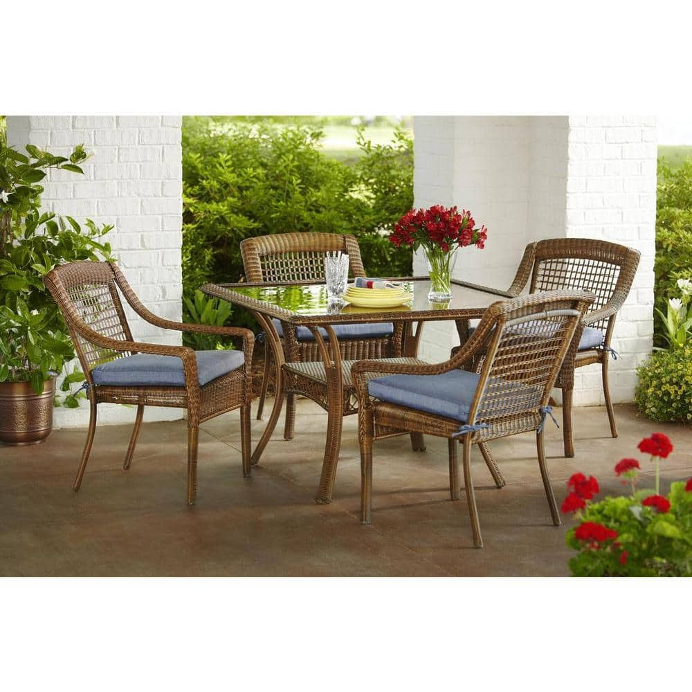 Hampton Bay Spring Haven Brown 5-Piece All-Weather Wicker ...