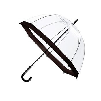 CLEAR DOME SEE THROUGH UMBRELLA BLACK - NEW & IMPROVED DESIGN