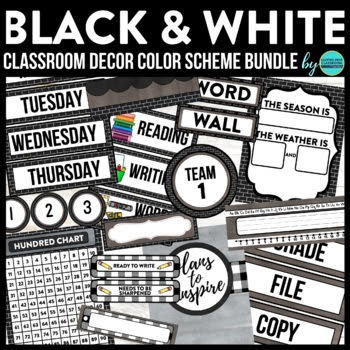 BLACKLINE DESIGN- CLASSROOM DECOR & MORE BUNDLE (BLACK, WHITE ...