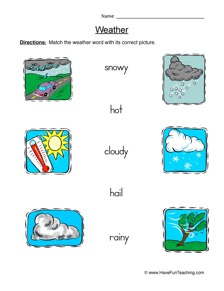 Weather Worksheet - matching