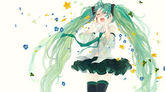 初音ミク 楽しそうに歌うミクの可愛いイラスト画像 ボカロ壁紙