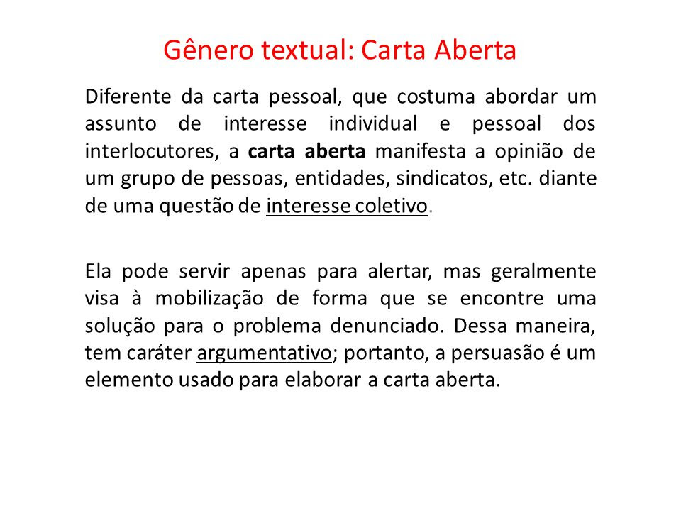 Gênero textual: Carta Aberta - ppt video online carregar