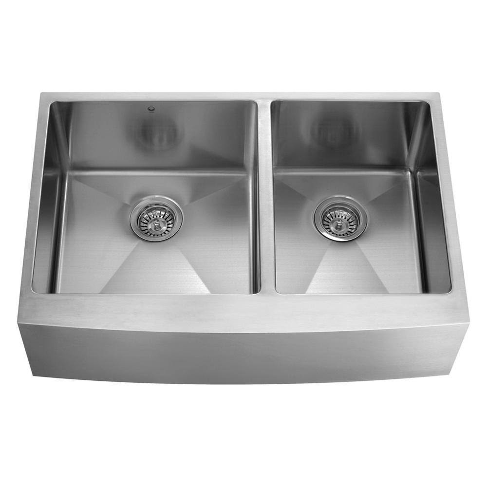 VIGO Farmhouse Apron Front Stainless Steel 36 in. Double ...
