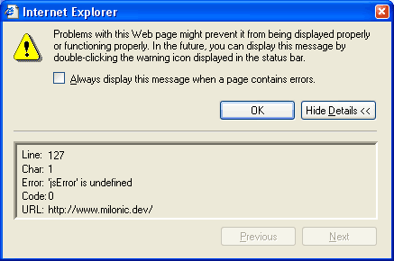 error message spitting