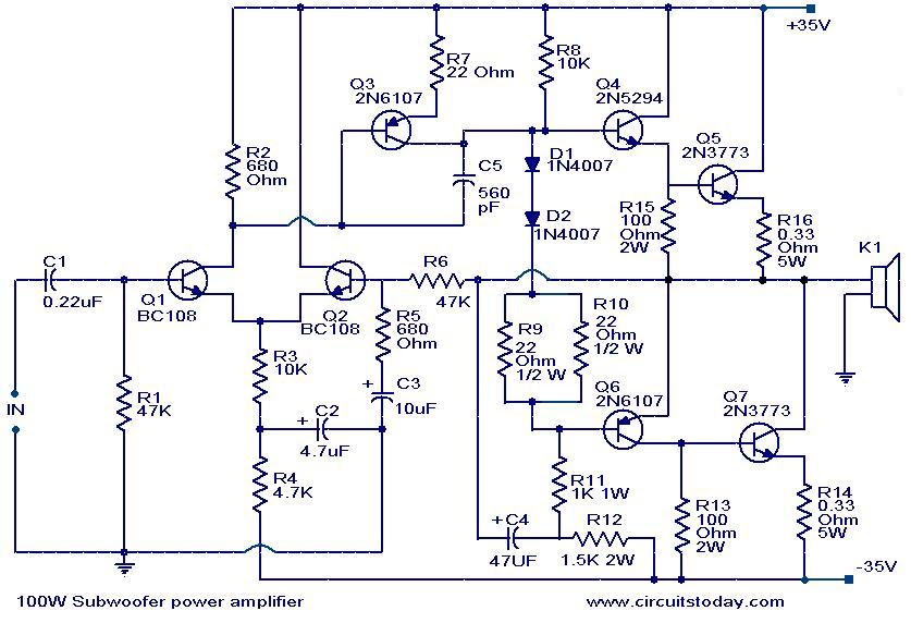 Amplifier Circuit Diagram. Circuit diagram with Parts