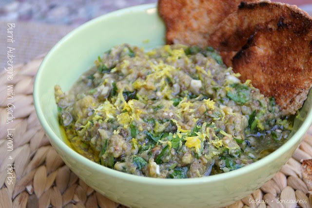 Burnt Aubergine with Garlic, Lemon & Herbs 2