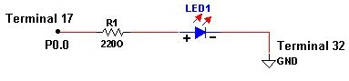 Circuit diagram with indications of connections to USB-6009