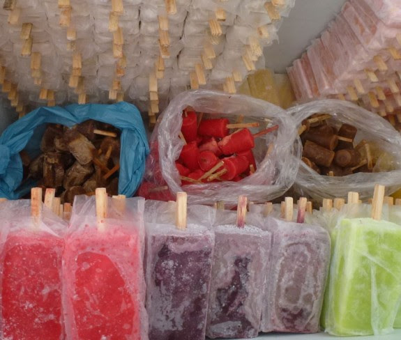 Fresh fruit paletas or popsicles in Oaxaca Mexico
