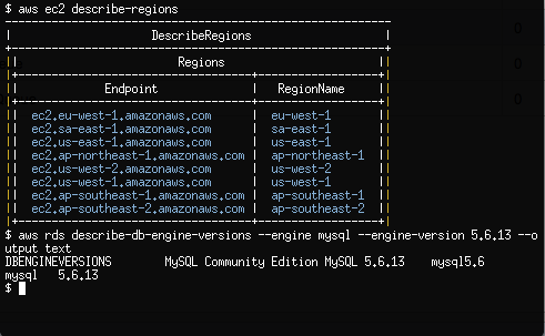 awscli command terminal