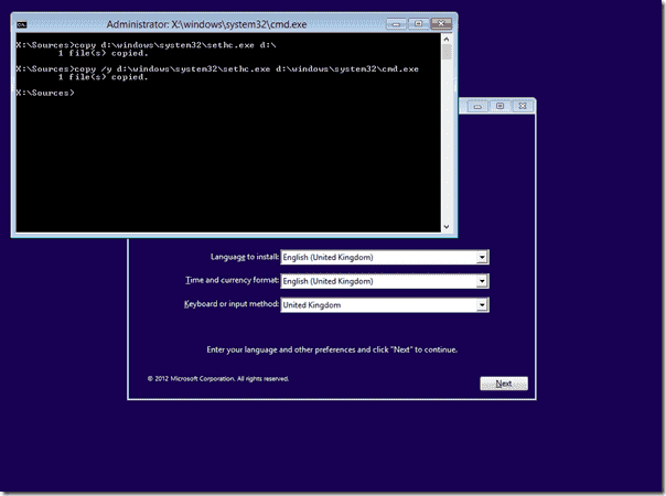 Reset Windows 8 password with the Sticky Keys trick