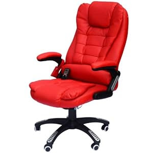 HomCom Executive Ergonomic PU Leather Heated Vibrating ...