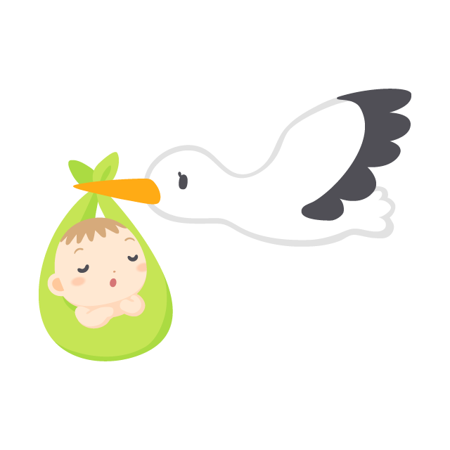 コウノトリに運ばれる赤ちゃんの無料ベクターイラスト素材 Picaboo ピカブー 無料ベクターイラスト素材