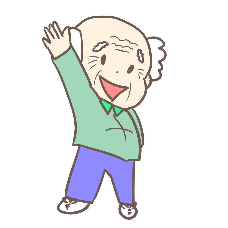 孫を出迎える田舎のおじいさんのフリーイラスト ぴぴ