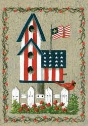 Patriotic Birdhouse Large Flag America Bird Fence