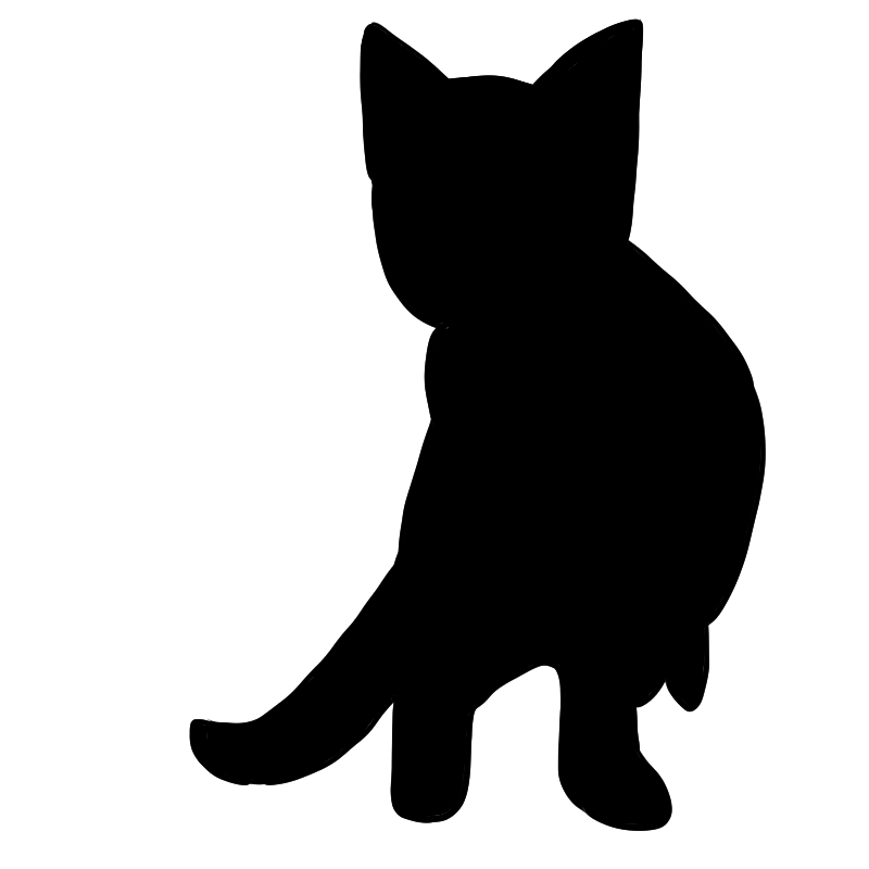 呼ばれて振り返る子猫のシルエットのフリーイラスト Nyan ３