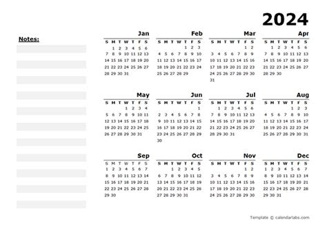  2024 yearly calendar blank minimal design free printable templates