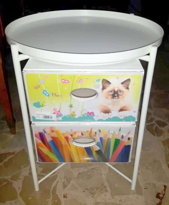 Kids nightstand from a GLADOM tray table