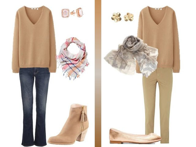 How to wear a camel v-neck sweater - The Vivienne Files