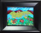 'Floral Shalom' by Karla Nolan, framed painting on glass