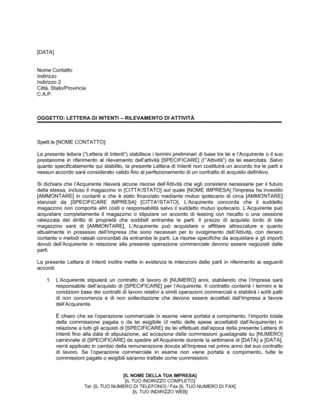 Lettera Di Intenti Collaborazione