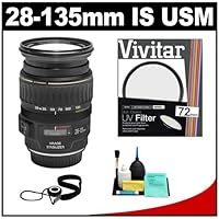 Canon EF 28-135mm f/3.5-5.6 IS USM Lens + 72mm UV Haze Protector Glass Filter + CapKeeper Lens Cap Strap
