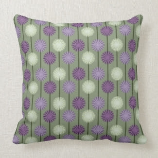 Allium Flower Pattern Purple and Green Pillow