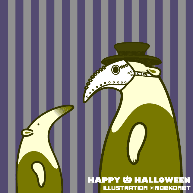 動物イラストno 1 ハロウィン仮装 コアリクイのペストマスク イラスト制作moekonet